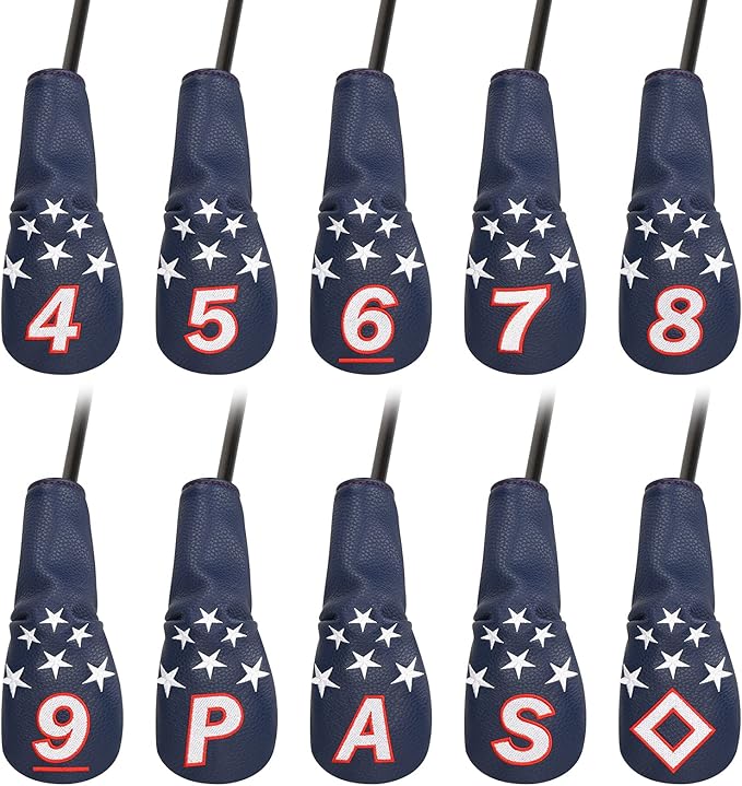 Blue and White Stars Hybrid Iron Head Covers by CRAFTSMANGOLF