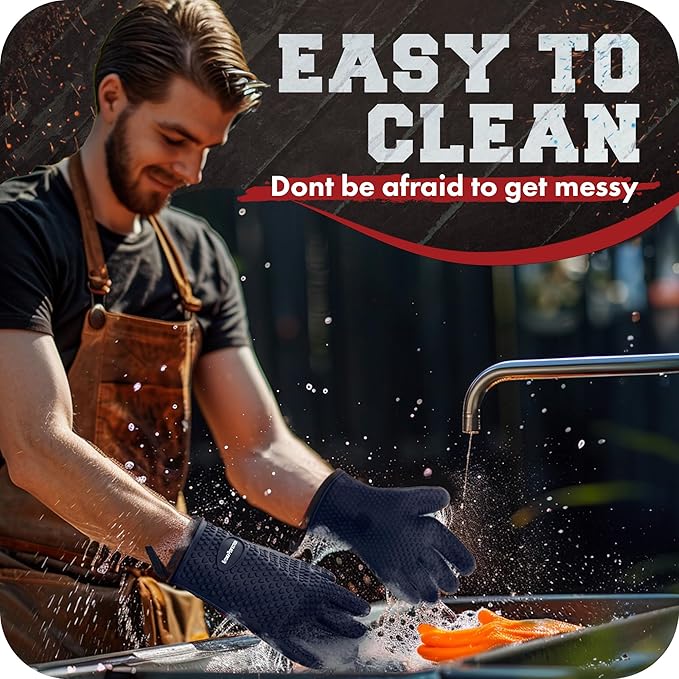 KITCHEN PERFECTION S Silicone Smoker Oven Gloves -Extreme Heat Resistant BBQ - Image 7