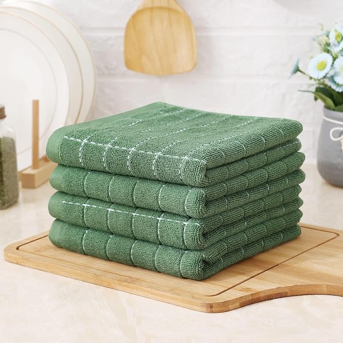 Homaxy 100% Cotton Terry Kitchen Towels, Checkered Designed, Soft and Super - Image 7