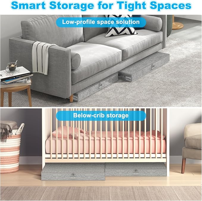 Under Bed Storage Container Bins 2 Pack, 4.5 Inch Slim Low Profile Underbed - Image 5