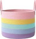 Woven Blanket Basket, 65L Large Rope Storage Bin by JMvicyroam