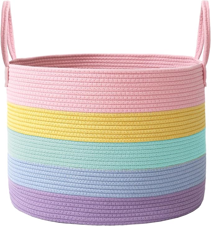 Woven Blanket Basket, 115L Large Rope Storage Bin by JMvicyroam
