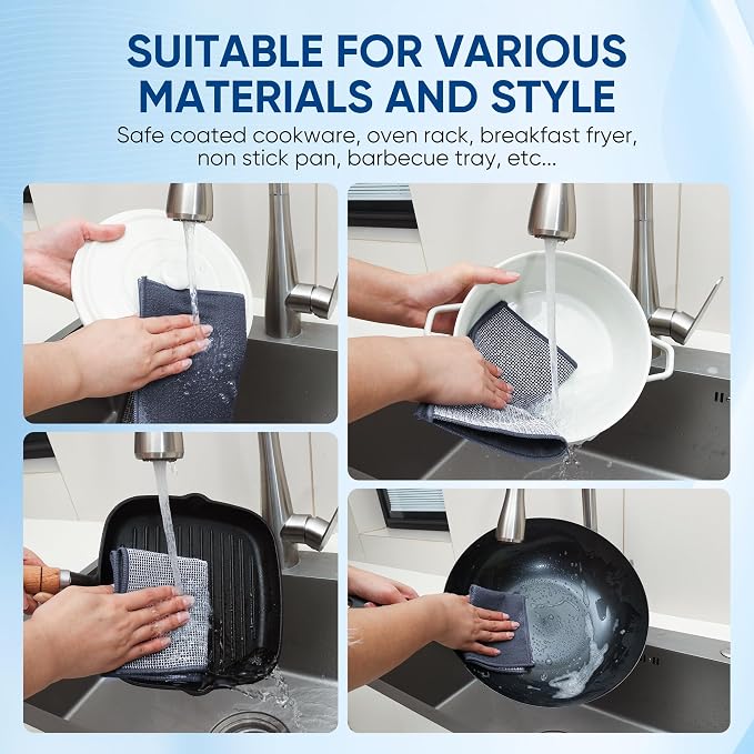 Forggon10 Pcs New Upgrade 2-Layer Non Scratch Wire Dishcloth, Wire Dishwashing - Image 6