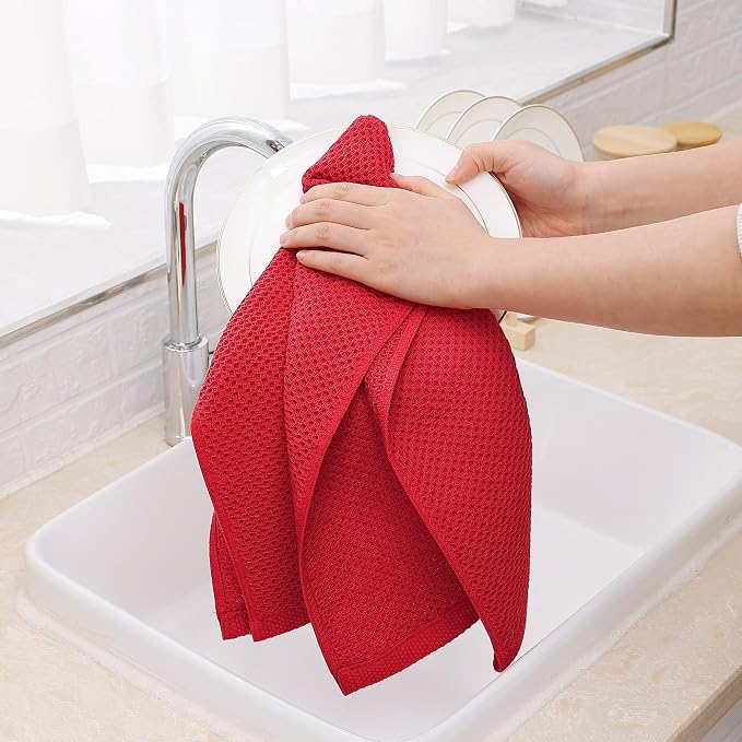 Homaxy 100% Cotton Waffle Weave Kitchen Dish Towels, Ultra Soft Absorbent Quick - Image 4