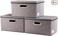 PRANDOM Storage Bins with Lids Linen Fabric Foldable Storage Boxes Organizer by Prandom