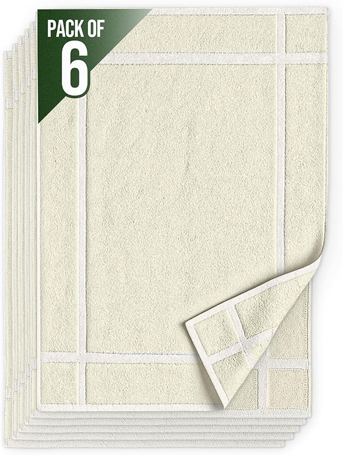 Pearl Linens Pack of 6 100% Cotton Bath Mat 20x30 inches, Soft & Absorbent by PearlLinens