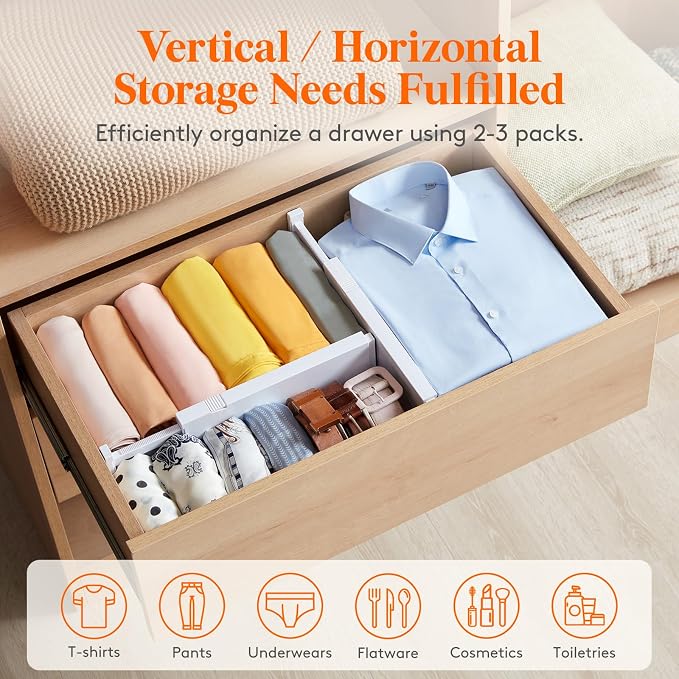 Lifewit 16 Pack Drawer Dividers 4" High, 11-17" Adjustable Drawer Organizers - Image 3