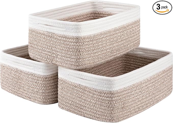 3 Pack Small Storage Baskets for Organizing, Cute Woven Decorative Gift Baskets by OIASKET