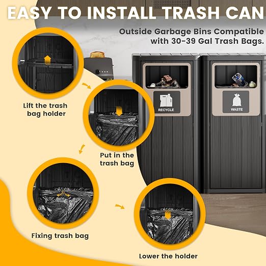 Outdoor Trash Can, Waterproof Resin Garbage Can Indoor and Outdoor Use - Image 5