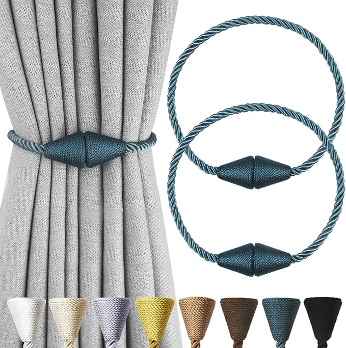 2 Pack Magnetic Curtain Tiebacks Rope Modern Handmade Curtain Tie Backs by CurtianTiebacks