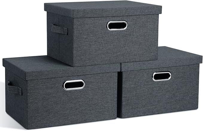 Medium 15" 21 Quart Collapsible Stackable Storage Bins by GraciadecoStorage