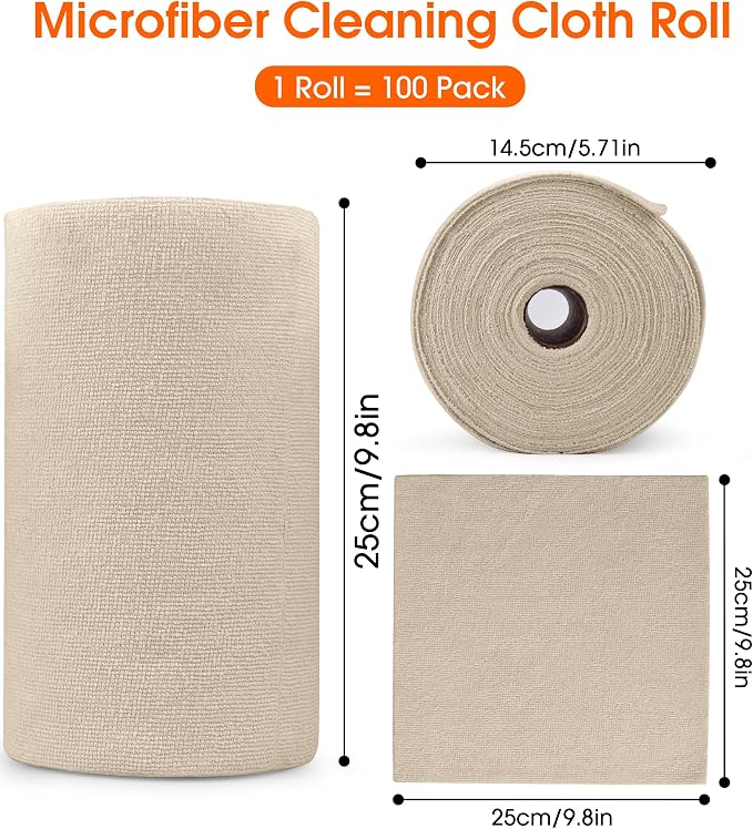 Roll of Microfiber Cleaning Cloth –100 Pack, Tear Away Microfiber Towels - Image 7