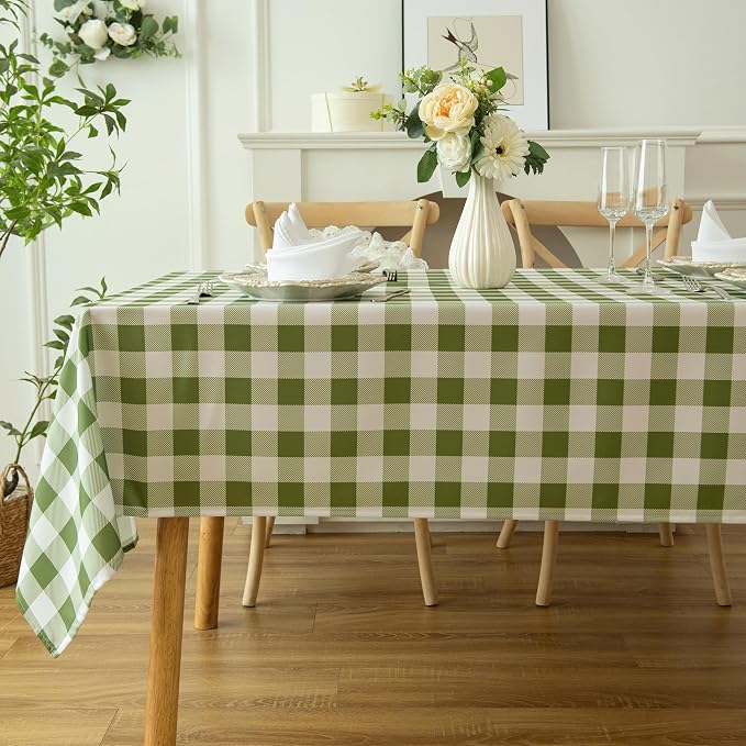 Waterproof Checkered Tablecloth Fabric by Essifunia
