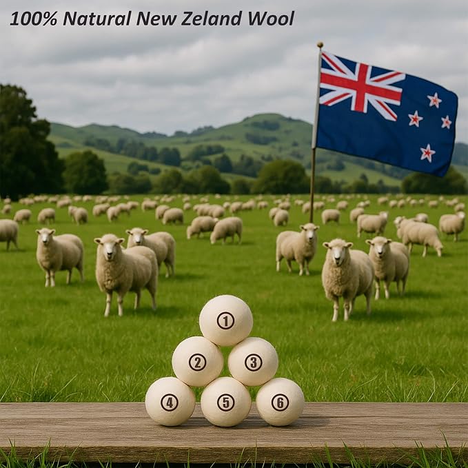 Sheep Wool Dryer Balls 6 Pack XL Premium Natural Fabric Softener, Reusable - Image 7