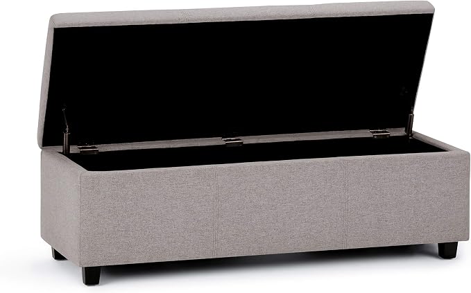 SIMPLIHOME Avalon 48 inch Wide Contemporary Rectangle Storage Ottoman Bench in - Image 5
