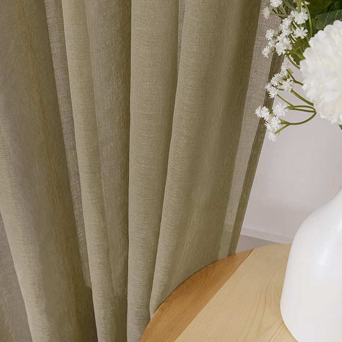 Tollpiz Short Sheer Curtains Linen Textured Living Room Curtain Sheers Light - Image 3
