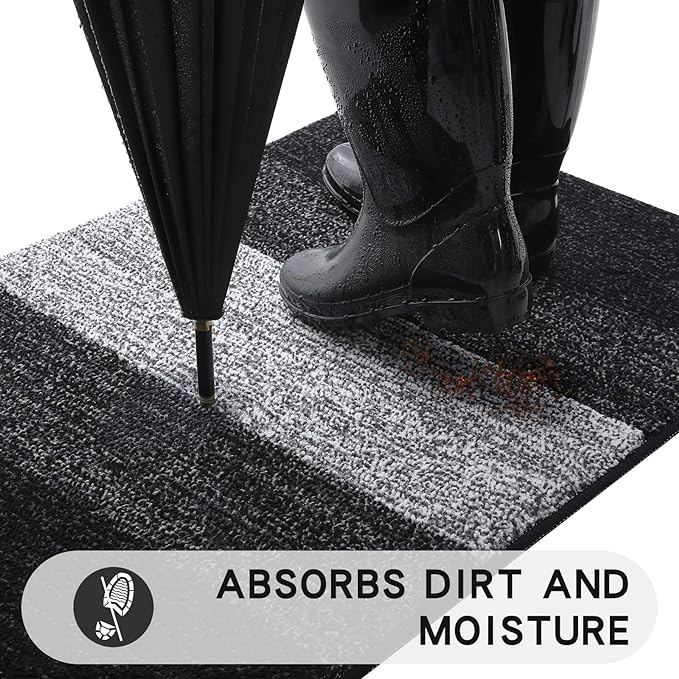 Kitinjoy Indoor Outdoor Door Mat, 59x20 Non-Slip Absorbent Dirt Trapper - Image 2