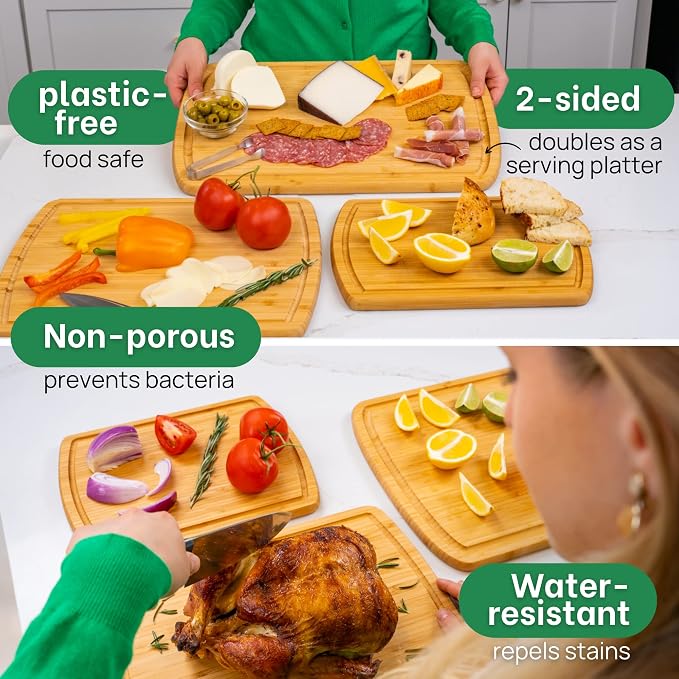 Wood Cutting Boards for Kitchen for Chopping Vegetables, Carving Meat, Slicing - Image 5