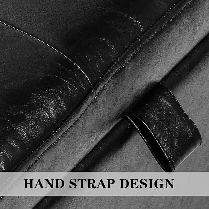 Adeco Storage Ottoman Foot Rest Stool, Leather Ottoman Footstool - Image 4
