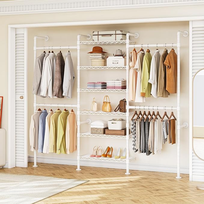 ONBRILL H3 Wall Mounted Closet System, Expandable Industrial Pipe Clothes Rack by ONBRILL