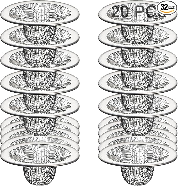 20Pcs Bathroom Sink Drain Strainer Screen Mesh, 2.75'' Stainless Steel Slop by Beyoslf