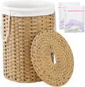 Laundry Basket with Lid Round Rattan Laundry Hamper with Lid and Handles 29.1 by SETVSON