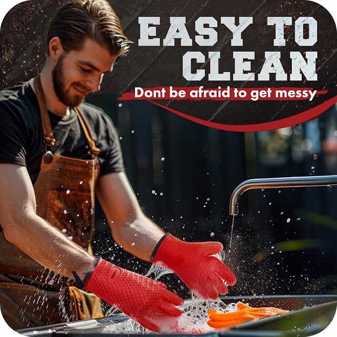 KITCHEN PERFECTION S Silicone Smoker Oven Gloves -Extreme Heat Resistant BBQ - Image 7