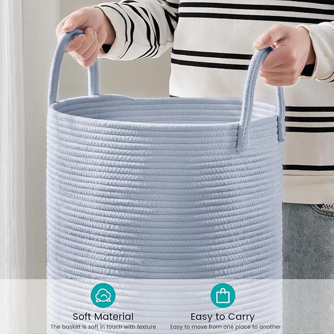YOUDENOVA Laundry Hamper Basket, Woven 58L Tall Laundry Basket - Image 4