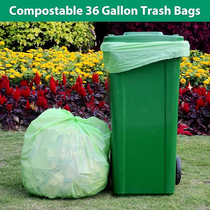 GreFusion Compostable 36 gallon Trash Bags, Extra Thick 1.28 Mills, Compost 36 - Image 3