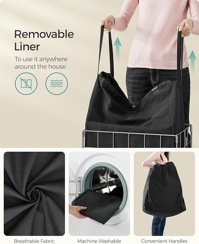 SONGMICS Laundry Hamper, 23.8 Gal. Laundry Basket, Collapsible Clothes Hamper - Image 6