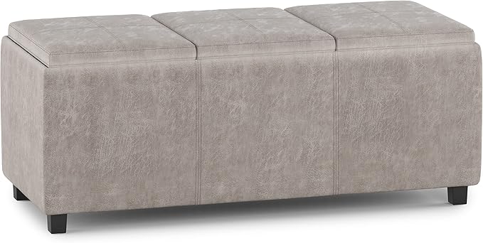 SIMPLIHOME Avalon 42 inch Wide Contemporary Rectangle Storage Ottoman in by SimpliHome