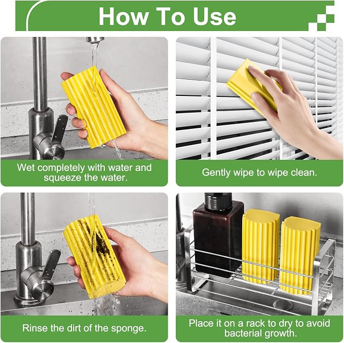 4-Pack Damp Clean Duster Sponge, Sponge Cleaning Brush, Duster - Image 3