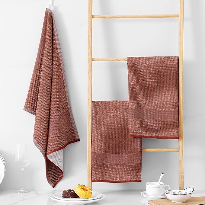 Homaxy Premium Kitchen Towels, Large Cotton Kitchen Hand Towels, Flat and Terry - Image 6