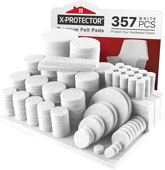 357 pcs White Felt Furniture Pads X-Protector! Huge Quantity of Furniture Pads by X-Protector