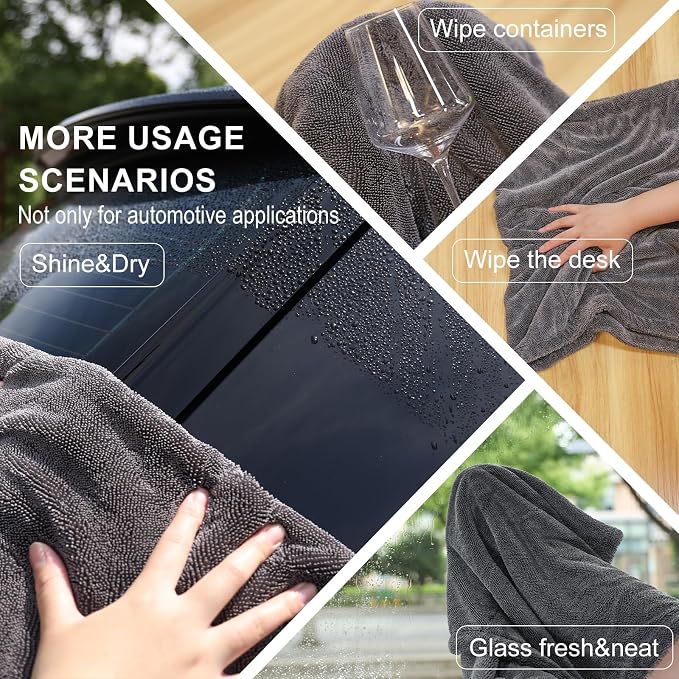 2 Pack XL Car Drying Towel – 1300GSM Ultra Absorbent Microfiber, Twisted Loop - Image 7