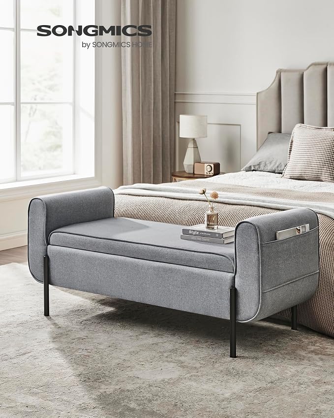SONGMICS Storage Bench with Armrests, Ottoman - Image 2