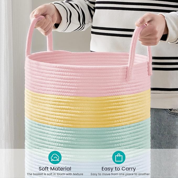 YOUDENOVA Laundry Hamper Basket, Woven 58L Tall Laundry Basket - Image 4