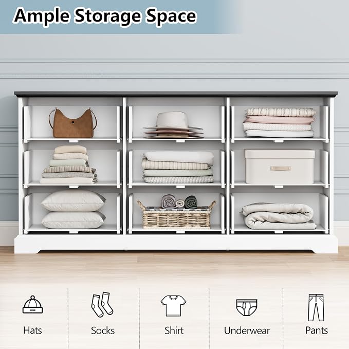 9 Drawer Dresser for Bedroom, Rustic Farmhouse Dresser - Image 4