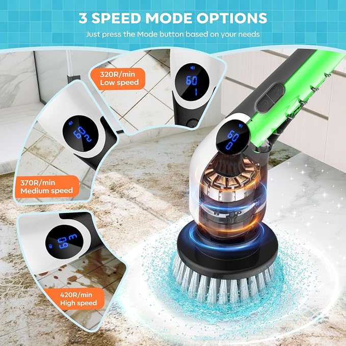 YKYI Electric Spin Scrubber, Cordless Cleaning Brush, Shower Cleaning Brush - Image 5