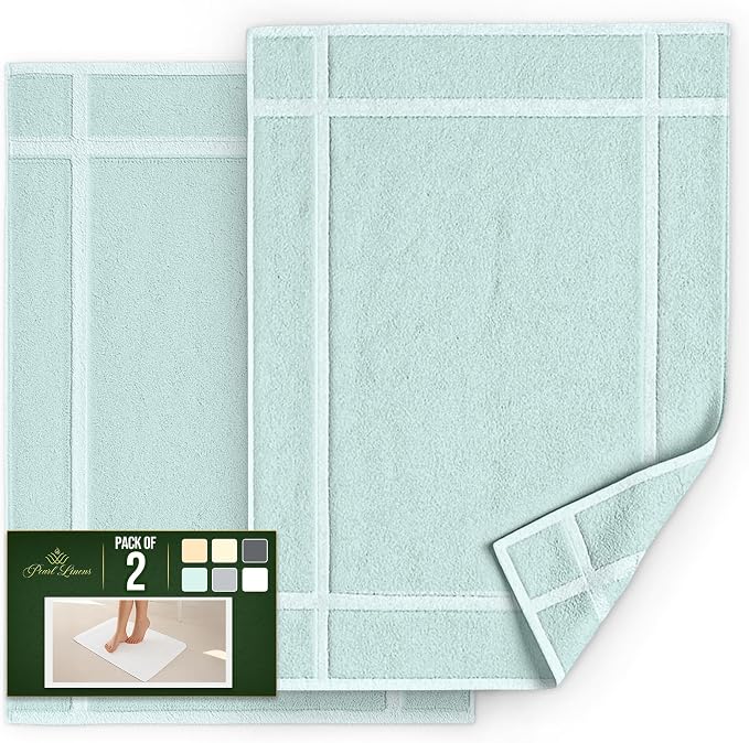 Pearl Linens Pack of 2 100% Cotton Bath Mat 18x25 inches, Soft & Absorbent - Image 6