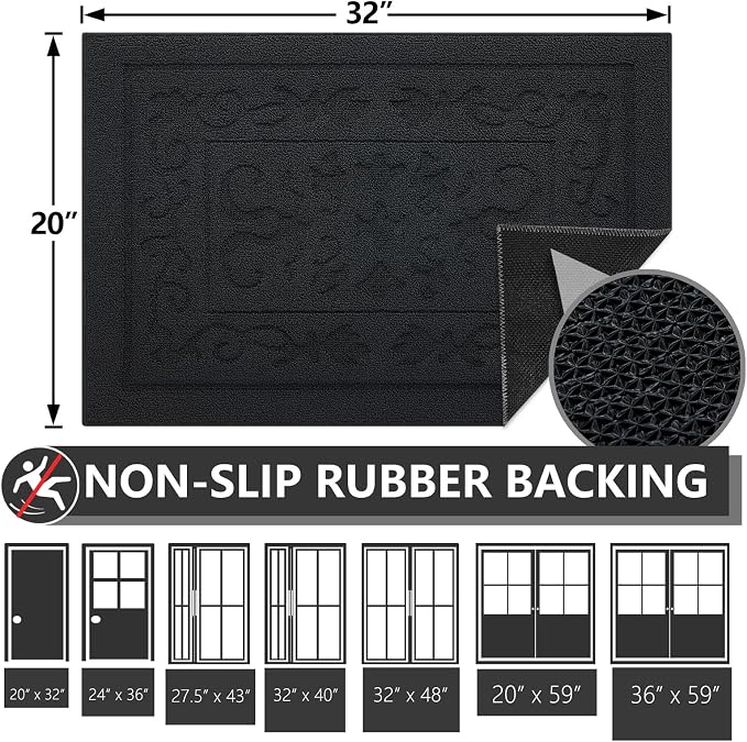 FONEYI Indoor Door Mat 20" x 32", Dirt Trapper Door Mats Non-Slip Entryway Rugs - Image 2