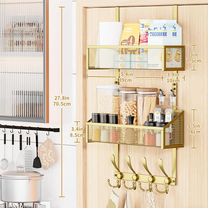 Over The Door Hooks Organizer, Coat Rack Over The Door Storage Hanger Towel Rack - Image 2