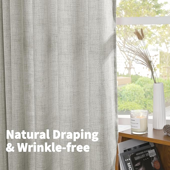 YoungsTex Light Grey Linen Curtains 63 Inch Length - Image 5