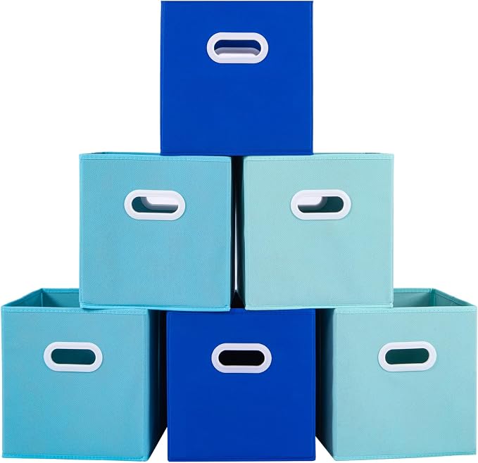 Stero Fabric Storage Cubes Bins, 13 inch Fun Colored Foldable Storage Baskets by Stero