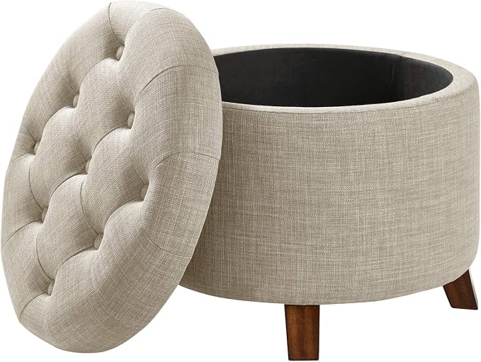 Amazon Basics Round Linen Ottoman - Image 5