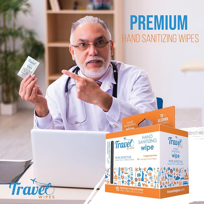 Hand Sanitizing Travel Wipes – 15ct Individually Wrapped | Fragrance-Free - Image 4