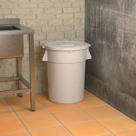 44 Gallon White Round Commercial Trash Can - Image 4
