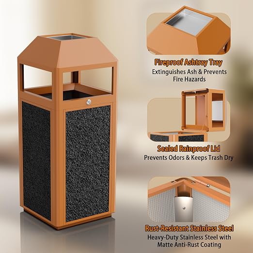 Commercial Metal Outdoor Trash Can - Image 4