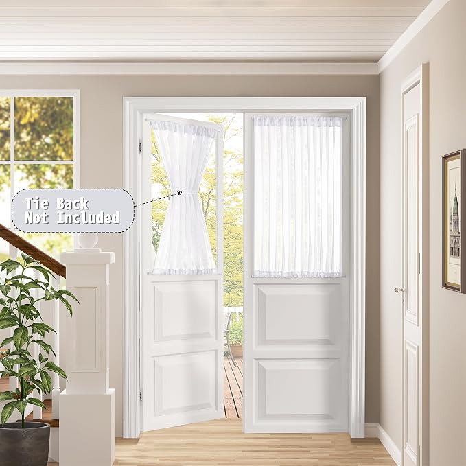 Tollpiz Small Sheer Door Curtain Closet Linen Textured Curtain Sheers Doorway - Image 2