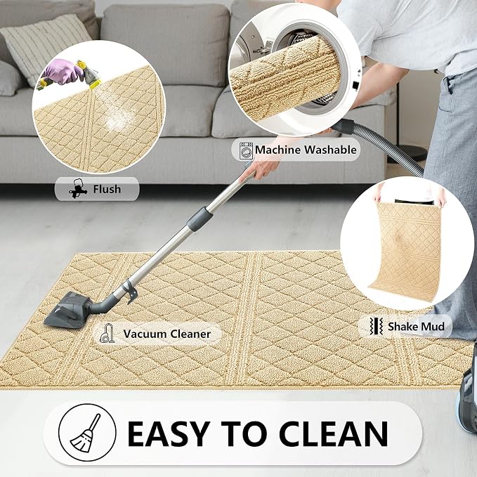 REFETONE Indoor Doormat, Front Back Door Mat 24"x36" Absorbent Rubber Backing - Image 6